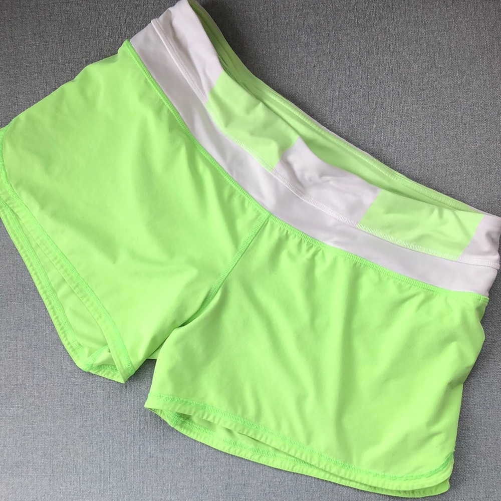 Lululemon neon green running shorts